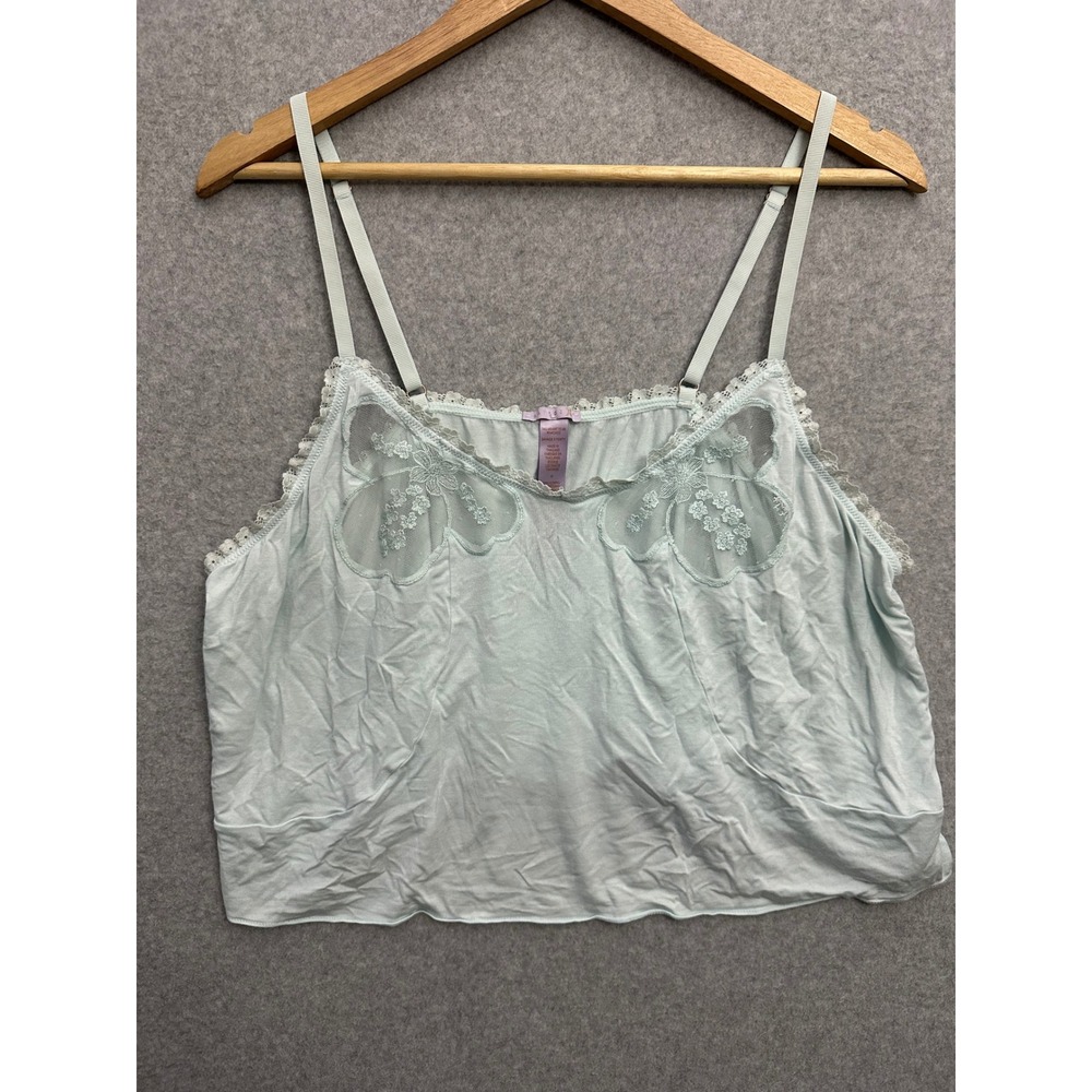 Savage X Fenty Camisole Womens 1X Mint Green Lace Butterfly Applique Top